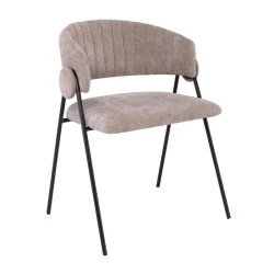 ALFREDO Armchair Black Metal, Beige-Brown Fabric ALFREDO Armchair Black Metal, Beige-Brown Fabric