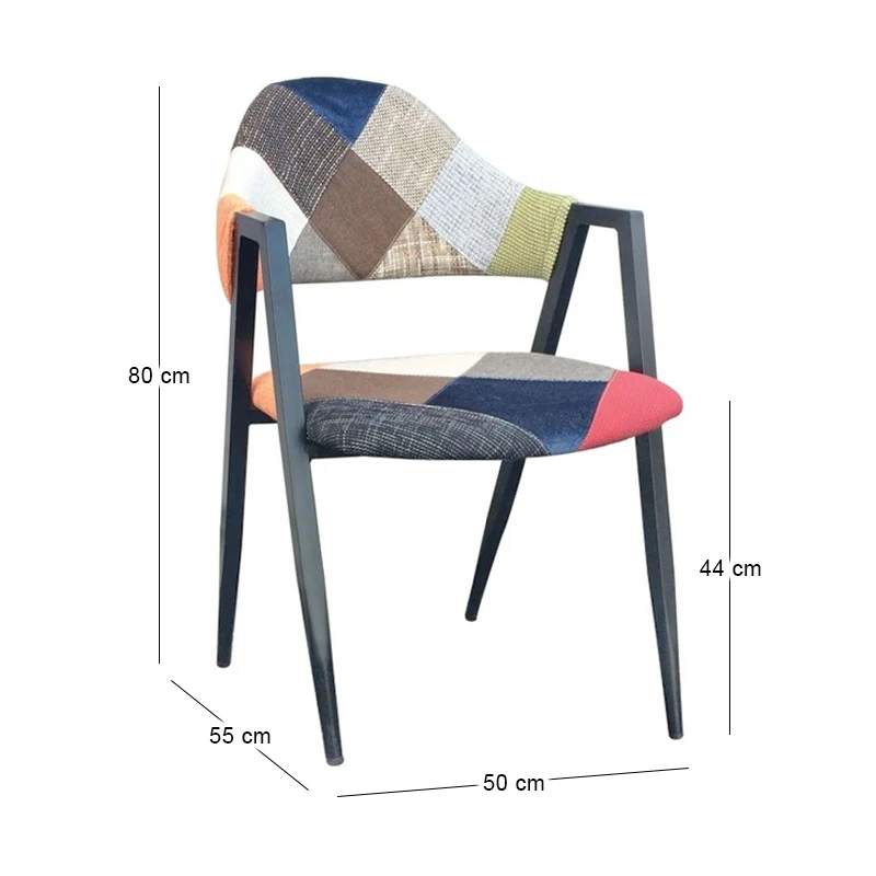 DELTA Armchair, Black Steel/Patchwork fabric