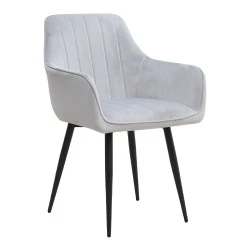 Piero Megapap velvet dining armchair in light grey color with black metal leg 57x60x85.5cm. Piero Megapap velvet dining armchair in light grey color with black metal leg 57x60x85.5cm.