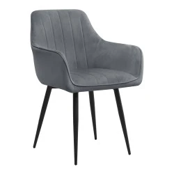 Piero Megapap velvet dining armchair in anthracite color with black metal leg 57x60x85.5cm. Piero Megapap velvet dining armchair in anthracite color with black metal leg 57x60x85.5cm.