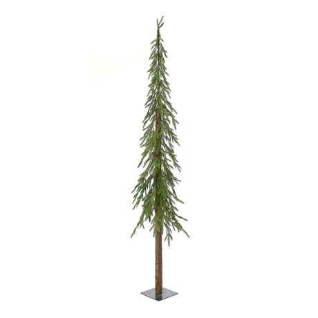 CHRISTMAS GREEN PENCIL TREE 240CM WITH REAL WOOD TRUNK ON METAL BASE