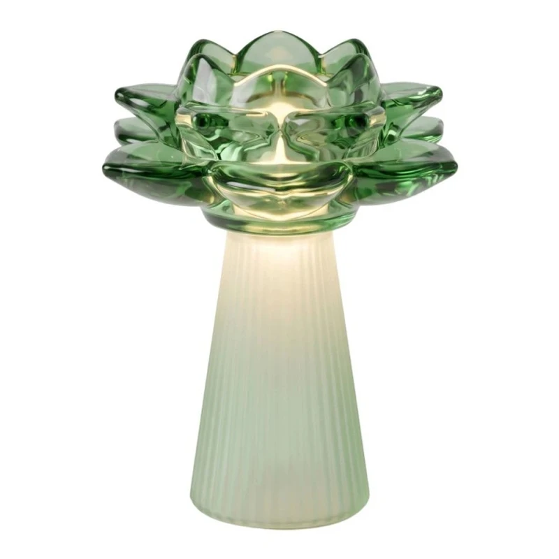 GREEN LED TABLE LAMP IN THE SHAPE OF A FLOWER 15X13X20CM BATTERY OPPERATED