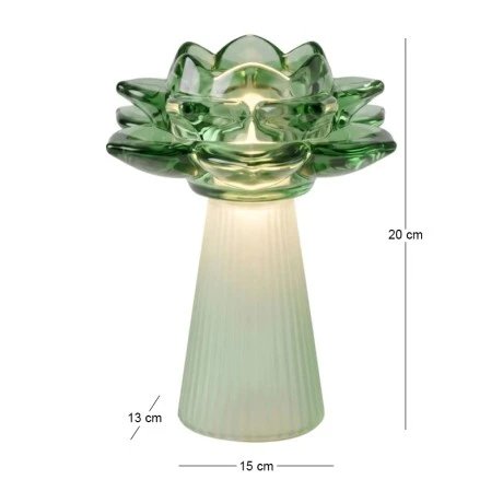 GREEN LED TABLE LAMP IN THE SHAPE OF A FLOWER 15X13X20CM BATTERY OPPERATED