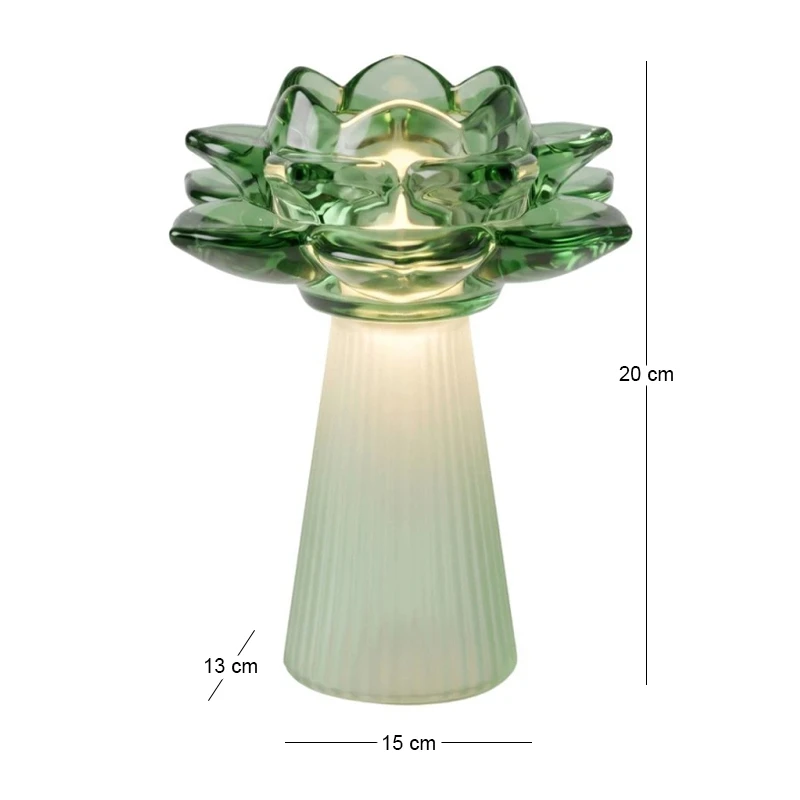 GREEN LED TABLE LAMP IN THE SHAPE OF A FLOWER 15X13X20CM BATTERY OPPERATED