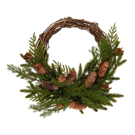 GREEN WILLOW WREATH WITH PINE CONES 45CM