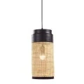 DECO NATURAL RATTAN CEILING LIGHT W BLACK METAL STAND D18x40CM