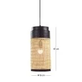 DECO NATURAL RATTAN CEILING LIGHT W BLACK METAL STAND D18x40CM