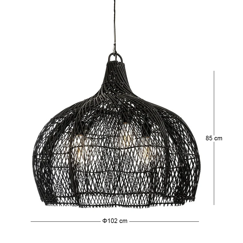 DECO RATTAN BLACK CEILING LAMP D102x85CM