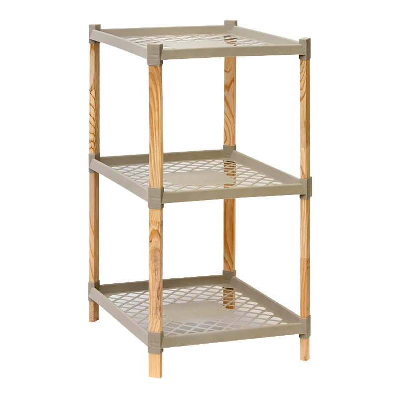 Floor shelf wooden - plastic color natural - beige 45x38x79cm.