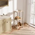 Nightstand - Floor shelf wooden - plastic color natural - beige 37x29x79cm.