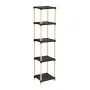 Ραφιέρα δαπέδου πλαστική - ξύλινη χρώμα φυσικό - μαύρο 28x25x137εκ.