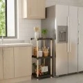 Floor shelf wooden - plastic color natural - black 28x25x72cm.