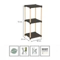Floor shelf wooden - plastic color natural - black 28x25x72cm.