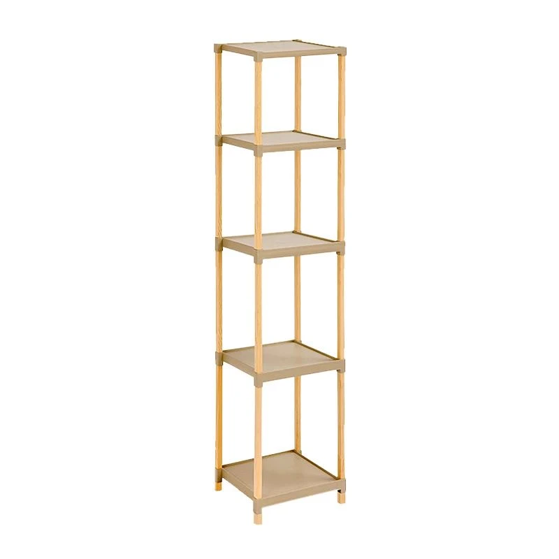Floor shelf wooden - plastic color natural - beige 28x25x137cm.