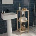 Floor shelf wooden - plastic color natural - beige 28x25x72cm.
