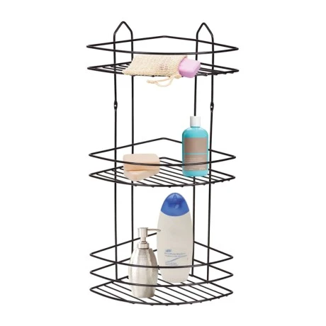 Perilla metallic bathroom rack of three shelves in black color 20x20x52cm.