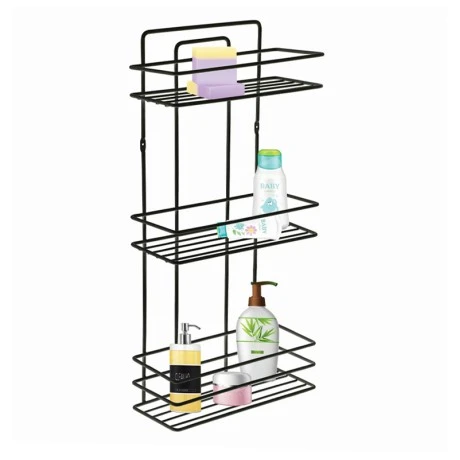 Perilla metallic bathroom rack of three shelves in black color 27x12x54cm.