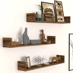 Tyrion Megapap 3 pieces melamine wall shelves in smoked walnut color 90x15x12cm. Tyrion Megapap 3 pieces melamine wall shelves in smoked walnut color 90x15x12cm.