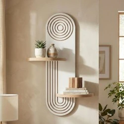 Artwill Megapap MDF wall shelf in white - oak 46x13x70cm. Artwill Megapap MDF wall shelf in white - oak 46x13x70cm.