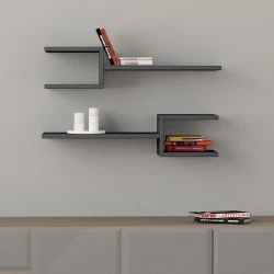 Fork Megapap melamine 2 pieces wall shelves in anthracite color 75x19,5x18cm. Fork Megapap melamine 2 pieces wall shelves in anthracite color 75x19,5x18cm.