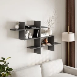 Halic Megapap melamine wall shelf in anthracite color 150x22x82cm. Halic Megapap melamine wall shelf in anthracite color 150x22x82cm.