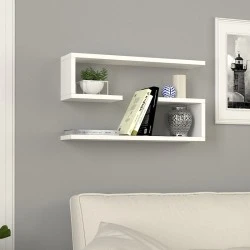 Ραφιέρα τοίχου Jenika Megapap 2 τεμαχίων χρώμα λευκό 60x14,5x18εκ.