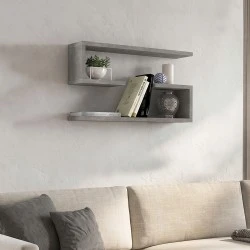 Jenika Megapap melamine 2 pieces wall shelf in concrete grey color 60x14,5x18cm. Jenika Megapap melamine 2 pieces wall shelf in concrete grey color 60x14,5x18cm.