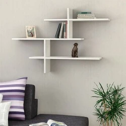 Ραφιέρα τοίχου Leo Megapap χρώμα λευκό 123x22x80εκ.