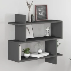 Paralel Megapap melamine wall shelf in anthracite color 70x22x65cm. Paralel Megapap melamine wall shelf in anthracite color 70x22x65cm.