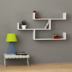 Ραφιέρα τοίχου Tibet Megapap χρώμα λευκό 119x22x66εκ.