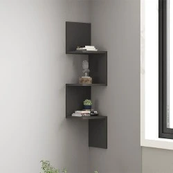 Zikzak Megapap melamine wall shelf in anthracite color 25x25x105.4cm. Zikzak Megapap melamine wall shelf in anthracite color 25x25x105.4cm.