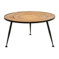 BLACK METAL ROUND COFFEE RATTAN TABLE D73x40CM