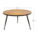 BLACK METAL ROUND COFFEE RATTAN TABLE D73x40CM