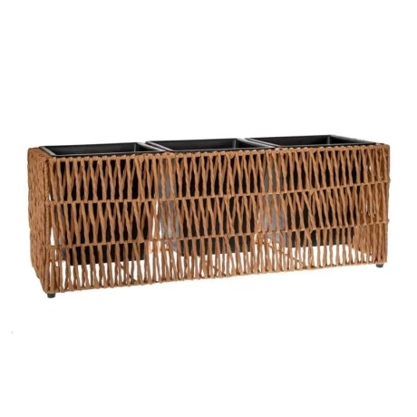 RATTAN RECTANGULAR PLANTER WITH 3 CASES 78,5X30X29CM