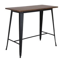 Τραπέζι μπαρ Relix Pro μεταλλικό χρώμα μαύρο - dark oak 120x60x102εκ. Τραπέζι μπαρ Relix Pro μεταλλικό χρώμα μαύρο - dark oak 120x60x102εκ.