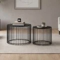 RICO Set-2 Τραπεζάκια Σαλονιού - Καθιστικού / Μέταλλο Μαύρο - Γυαλί Smoke