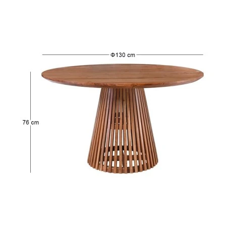 RIM Round Dining Table D130x76cm Solid Wood Acacia Natural Finish