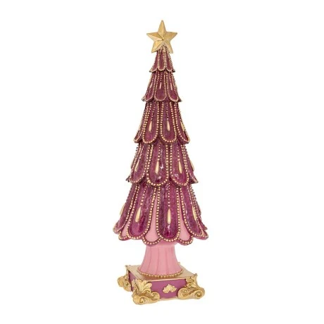PINK RESIN CHRISTMAS TREE WITH GOLD STAR AND DETAILS 13X12,5X36,5CM