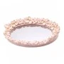 WHITE RESIN EMBOSSED FLOWERS AND MIRROR TRAY 27x19x3,5CM