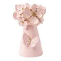 WHITE RESIN EMBOSSED FLOWERS CANDLEHOLDER D7X12CM