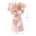 WHITE RESIN EMBOSSED FLOWERS CANDLEHOLDER D7X12CM