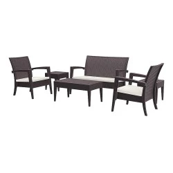 Σαλόνι κήπου σετ 4 τεμαχίων σε χρώμα καφέ MIAMI LOUNGE SET SIESTA Σαλόνι κήπου σετ 4 τεμαχίων σε χρώμα καφέ MIAMI LOUNGE SET SIESTA