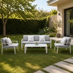 LATINO Set (4pcs) Alu White/Cushions Light Grey LATINO Set (4pcs) Alu White/Cushions Light Grey