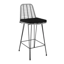Σκαμπό μπαρ Salsa Pro μέταλλο μαύρο - wicker γκρι με μαξιλάρι 45x55x113εκ. Σκαμπό μπαρ Salsa Pro μέταλλο μαύρο - wicker γκρι με μαξιλάρι 45x55x113εκ.