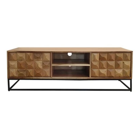 SANTORY TV Board 145x40x47cm Acacia Natural Finish/Steel Black