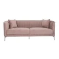 DUSTY PINK THREE-SEATER SOFA 220X96X73CM W SILVER METAL LEGS KD