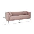 DUSTY PINK THREE-SEATER SOFA 220X96X73CM W SILVER METAL LEGS KD