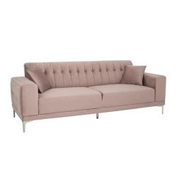 DUSTY PINK THREE-SEATER SOFA 236X86X85CM W SILVER METAL LEGS KD DUSTY PINK THREE-SEATER SOFA 236X86X85CM W SILVER METAL LEGS KD