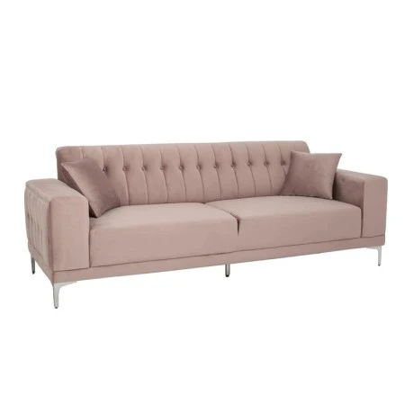DUSTY PINK THREE-SEATER SOFA 236X86X85CM W SILVER METAL LEGS KD