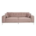 DUSTY PINK THREE-SEATER SOFA 236X86X85CM W SILVER METAL LEGS KD